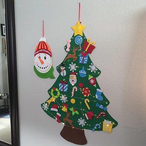 3ft DIY Lighted Felt Christmas Tree Decorations Wall (Batteries Not Included)